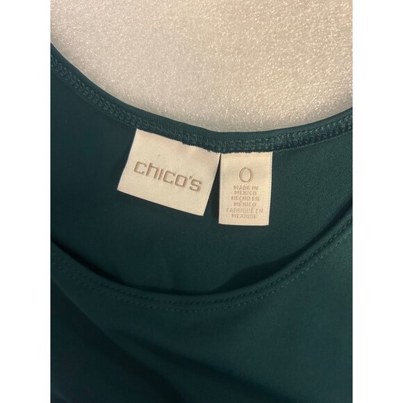 Chicos Green Tank Top Size 0 Small Stretchy Sleeveless Scoop Neck Casual - Picture 4 of 4